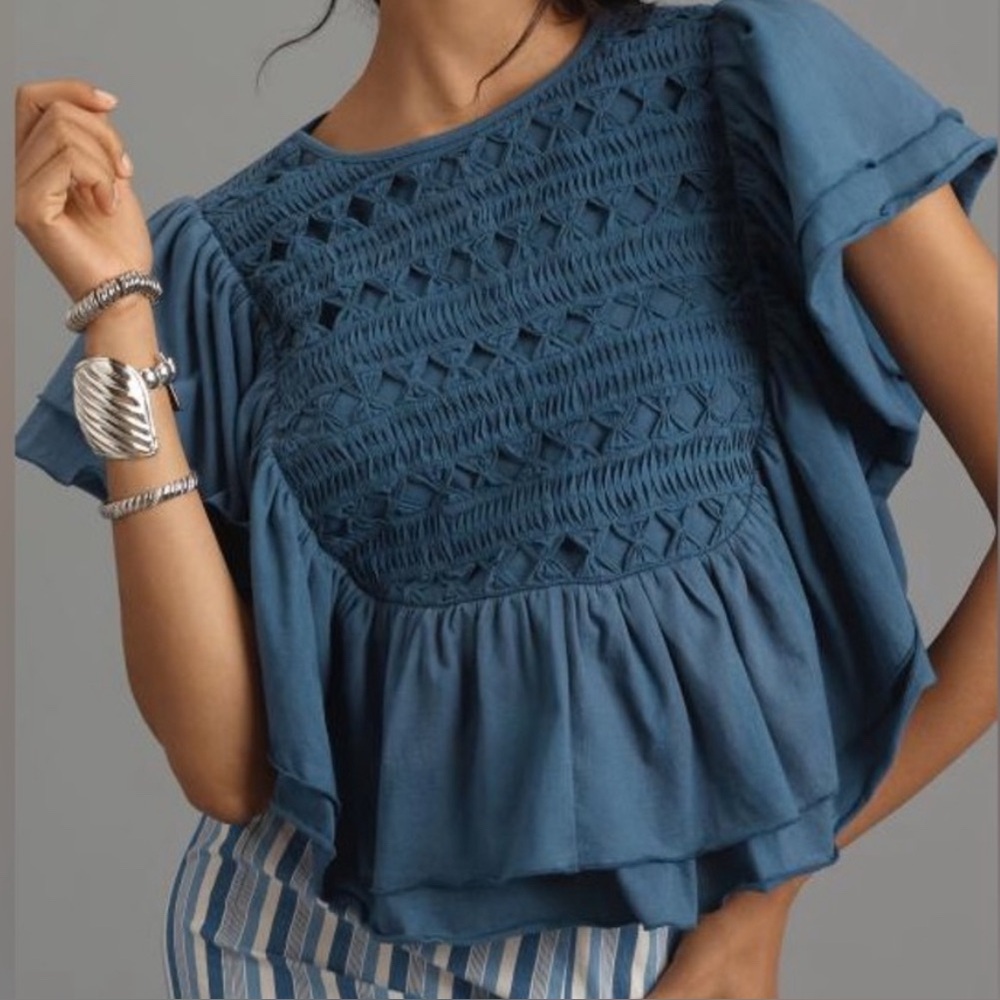 Anthropologie Let me be flutter top EUC